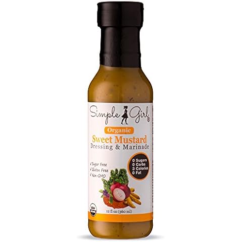 Simple Girl Organic Sweet Mustard Salad Dressing - 12oz - Sugar Free - Certified Organic - Kosher - Gluten Free - Vegan - No Carbs - Fat Free - Compatible with Most Sugar Free Diet Plans Cover