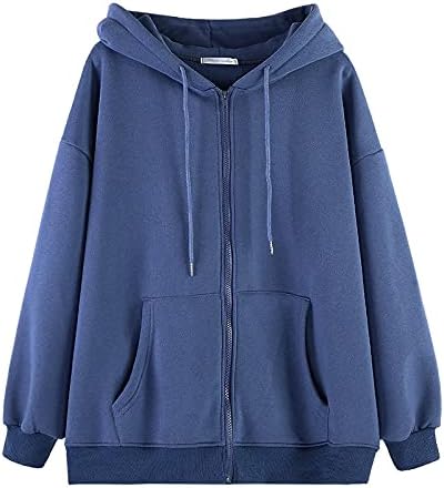 Pooyikoi Women Harajuku Zip Up Hoodie Vintage Long Sleeve Oversized Solid Color Hoodies Korean Pocket Drawstring Sweatshirts - Image 6