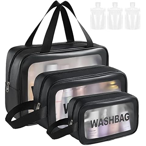 TOUYINGER Cosmetic Bag,3 Pcs Toiletry Bag Makeup Bag Travel Bag Set for Toiletries, Portable Toiletry Bags for Traveling Women, Translucent Waterproof Make Up Bag for Travel and Bathroom Cover