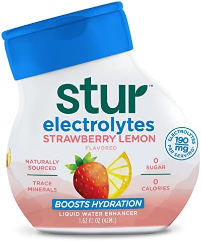 Stur Liquid Water Enhancer | Strawberry Lemon | Sweetened with Stevia | High in Vitamin C & Antioxidants | Sugar Free | Zero Calories | Keto | Vegan | 5 Bottles, Makes 120 Drinks