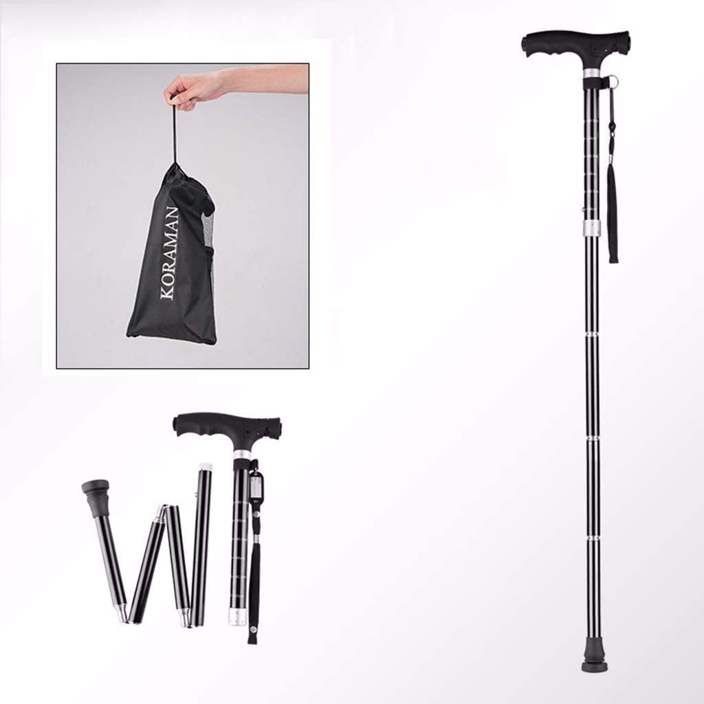Muletas telescópicas antideslizantes Muleta Bastón de aluminio plegable telescópico con bastón de luz LED Bastón antideslizante portátil ultraligero, adecuado para escaladores y ancianos muleta-11.19
