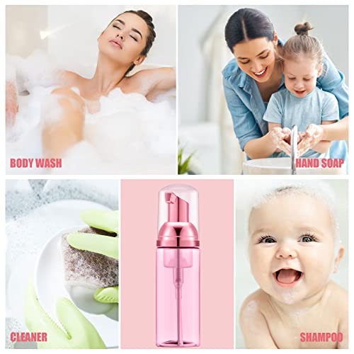 Image of Lil Ray 100PCS Clear Rose Red Foam Bottle with Rose Red Pump, Empty Travel Foaming Dispensers for Hand Soap,Lash Shampoo(2 Oz)