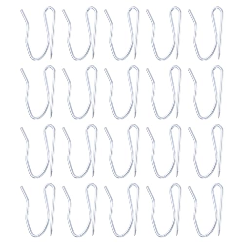 uxcell 58Pcs Metal Curtain Hooks, Rustproof Offset Pin-on Drapery Hanging Hooks, Curtain Ring for Window Curtain, Door Curtain and Shower Curtain, Silver