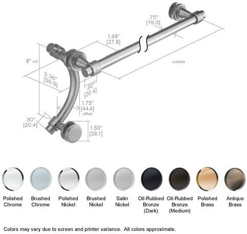 Nuvo 24" Cuttable Towel Bar and 6" Pull Shower Door Combination - Polished Chrome