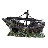 Ornement de bateau coulé pirate : le matériau en résine est sûr et doux pour les poissons et autres plantes, décoration de bateau coulé