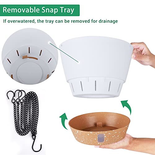 Chinglak 2Pcs 10Inch Hanging Planters For Plants Indoor Outdoor, Plant Flower Pot With Visible Water Level Tray Drainage Hole, Self Watering Planters Come With 2 Hooks For Garden Home #TOP4