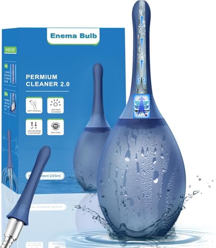 Image of Enema Douche Anti Back-Flow, Amal Douche Connected to Shower Hole,Enema Bulb with 7 Spouts, Reusable Portable Enima Cleaner kit for Men Women (Dark Blue)
