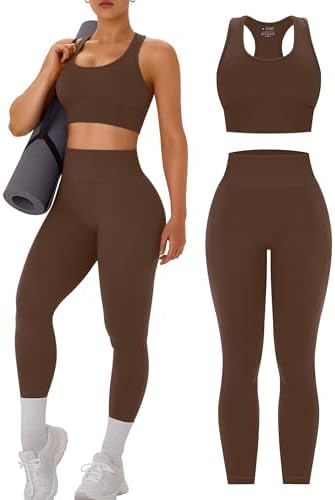 OLCHEE Womens Workout Sets 2 Piece - Acid Wash Seamless Yoga Outf...