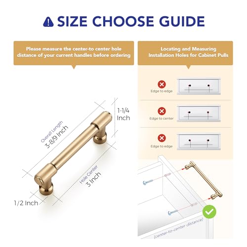 Image of Ravinte 20 Pack 3 Inch Hole Center Solid Kitchen Cabinet Handles Champagne Bronze Dresser Pulls Cabinet Drawer Pulls for Kitchen Cupboard Hardware