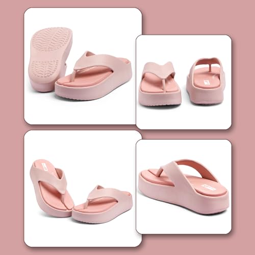 Image of FOOT UP Women's Anti-Skid Comfort Slippers | Ultra Soft Platform Flip Flops, Cushioned EVA Sole with Shock Absorbing Design, Lightweight Slip-On Footwear for Home Use, Indoor Areas & Outdoor Movement