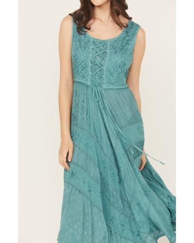Image of Scully Ash Grey Full Length Lace-Up Front Womens Sleeveless Dress HC118