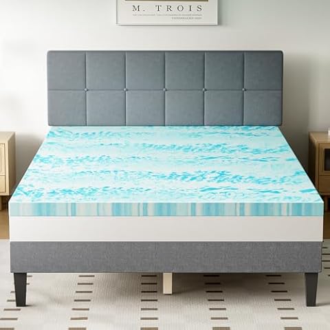 Mattress Topper Twin, 2 Inch Thick Memory Foam Gel Infused Cooling Toppers Pad for ...