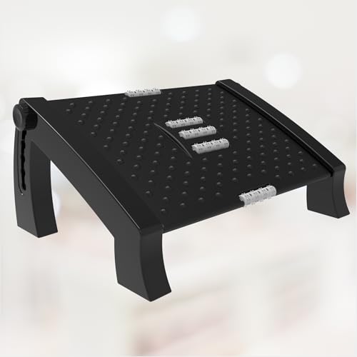 Image of Techhark Adjustable Ergonomic Foot Rest for Office Chair, Massage Rollers (G Black)