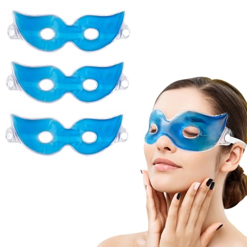 3 Piezas Máscara de Gel para Ojos, Antifaz de Gel de Calor y Frío, Máscara de Ojos Refrescante Reutilizable para Migrañas, Ojeras, Sequedad de Ojos y Dolor de Cabeza