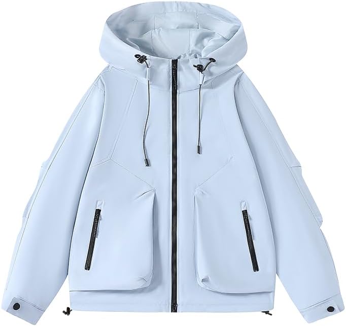 Waterproof Softshell Hooded Jacket, Unisex Spring/Fall Casual Windbreaker for Outdoor Activities