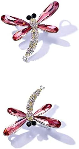 Elegant Dragonfly Brooch Female, Simple and Compact, Crystal Element Jewelry Decoration, for Girls Gifts (Gold，Pink)