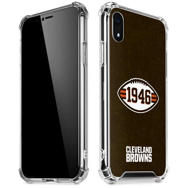 Skinit Clear Phone Case Compatible with iPhone XR - Officially Licensed NFL Cleveland Browns Alternate Distressed Design