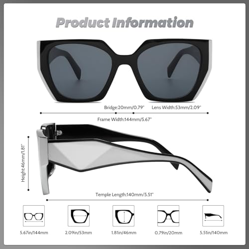 JiSoo Oversized Cat Eye Sunglasses for Women, Big Sunglasses for Women Oversized, Trendy Square Cateye Sun Glasses4