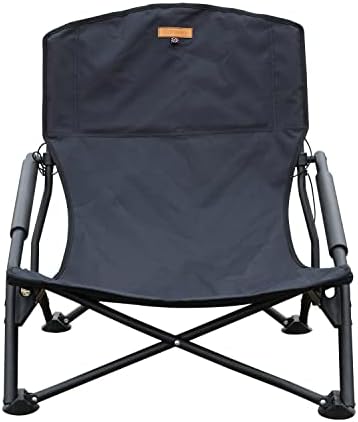S'more Low Beach Chairs with Carry Bag, Camping Chair with Padded Armrests, Lightweight Folding Chairs for Camping, Hiking, Backpacking, Picnicking, Lawn, Outdoor, Concert, Sand, Black