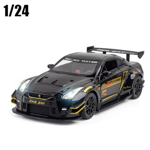 Image of 1:24 Scale Big Nissan GTR R35 Toy Car | Metal Pullback Diecast Car for Kids with Openable Doors, Sound, Light Effects Toy for Car Enthusiasts (Color As Per Available),white,black