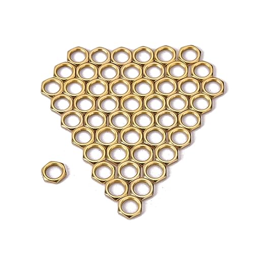 Yardwe 50 Pcs Zinc Alloy Fine Tooth Nut for Guitar and Bass Socket Jack Compatible Replacement Nuts Gold Finish for Instruments