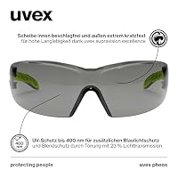 Uvex pheos - Schutzbrille - Bügelbrille supravision excellence Technologie - metallfrei, beschlagfrei & kratzfest - one size - schwarz/grün, grau 23% – Ansicht 3