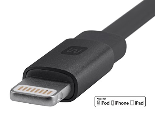 Monoprice Apple Mfi Certified Flat Lightning To Usb Charge & Sync Cable - 3 Feet - Black | Iphone X, 8, 8 Plus, 7, 7 Plus, 6, 6 Plus, 5S - Cabernet Series #TOP2