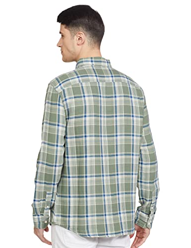 Image of Marks & Spencer Mens Checkered Cotton Collared Neck Relaxed Fit Overshirt