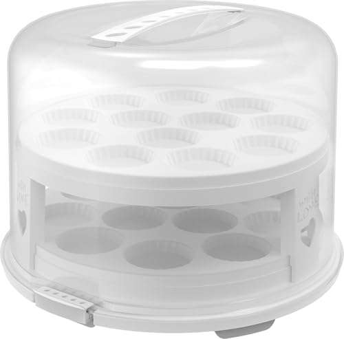 Foto von Rotho Fresh Muffin Transportbox für Kuchen mit 2 Einsätzen Transparent/Weiß
