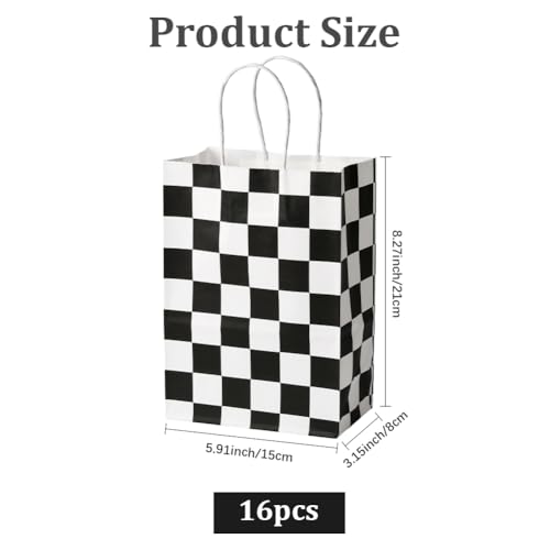 Bolsas de papel a cuadros de 16 pulgadas para envolver regalos de cumpleaños 3