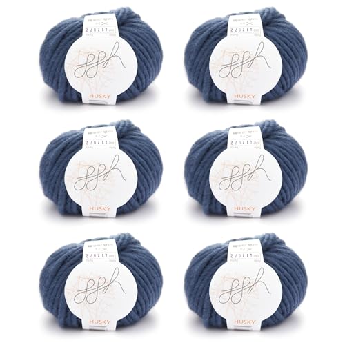 ggh Husky Box - 6 Knäuel - dicke Wolle aus Schurwolle - gegeignet zum Stricken oder Häkeln - Farbe 042 - Ozeanblau