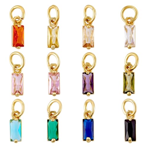 Pendentifs plaqués or 18 carats oxyde de zirconium lot de 12 charms dorés fabrication bijoux DIY