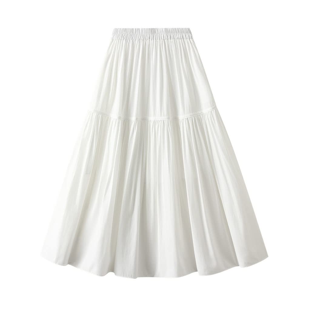 Gonna lunga a pieghe da donna tinta unita gonna lunga casual basic a trapezio gonna estiva all-match midi gonna lunga