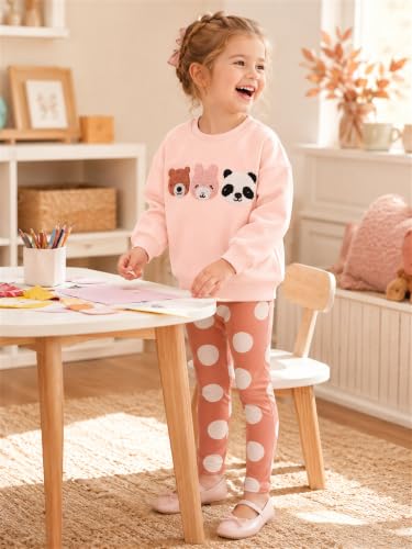 Image of Little Girls Clothes Sets - Cute Sweatshirts Top Shirt & Leggings 2 Piece Kids Fall Winter Outfits Toddler Clothing