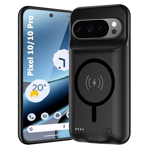 Image of Battery Case for Google Pixel 10 /10 Pro,10000mAh Portable Protective Charging Case with Wireless Charging Compatible for Google Pixel 10 /10 Pro (6.3inch) Battery Pack Charger Case with Carplay (Black)