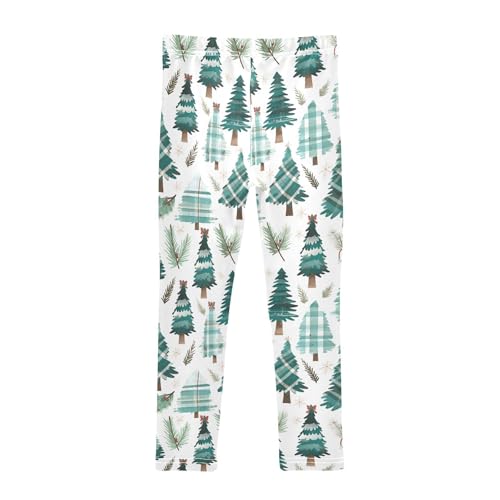 KLL Buffalo Plaid Christmas Trees Watercolor Toddler Girls Active Leggings Casual Full Length Leg Yoga Pants Sports2