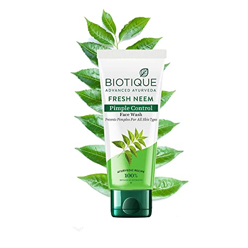 Image of Biotique Fresh Neem Pimple Control Face Wash| Ayurvedic and Organically Pure| Prevents Pimples |100% Botanical Extracts| Suitable for All Skin Types | 150mL