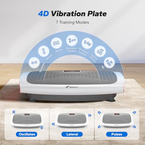 Image of MERACH Vibration Plate Exercise Machine, 4D Vibration Plate for Lymphatic Drainage Weight Loss with 2 Tension Ropes, Whole Body Vibration Platform for Women Men, Exercise Equipment for Home