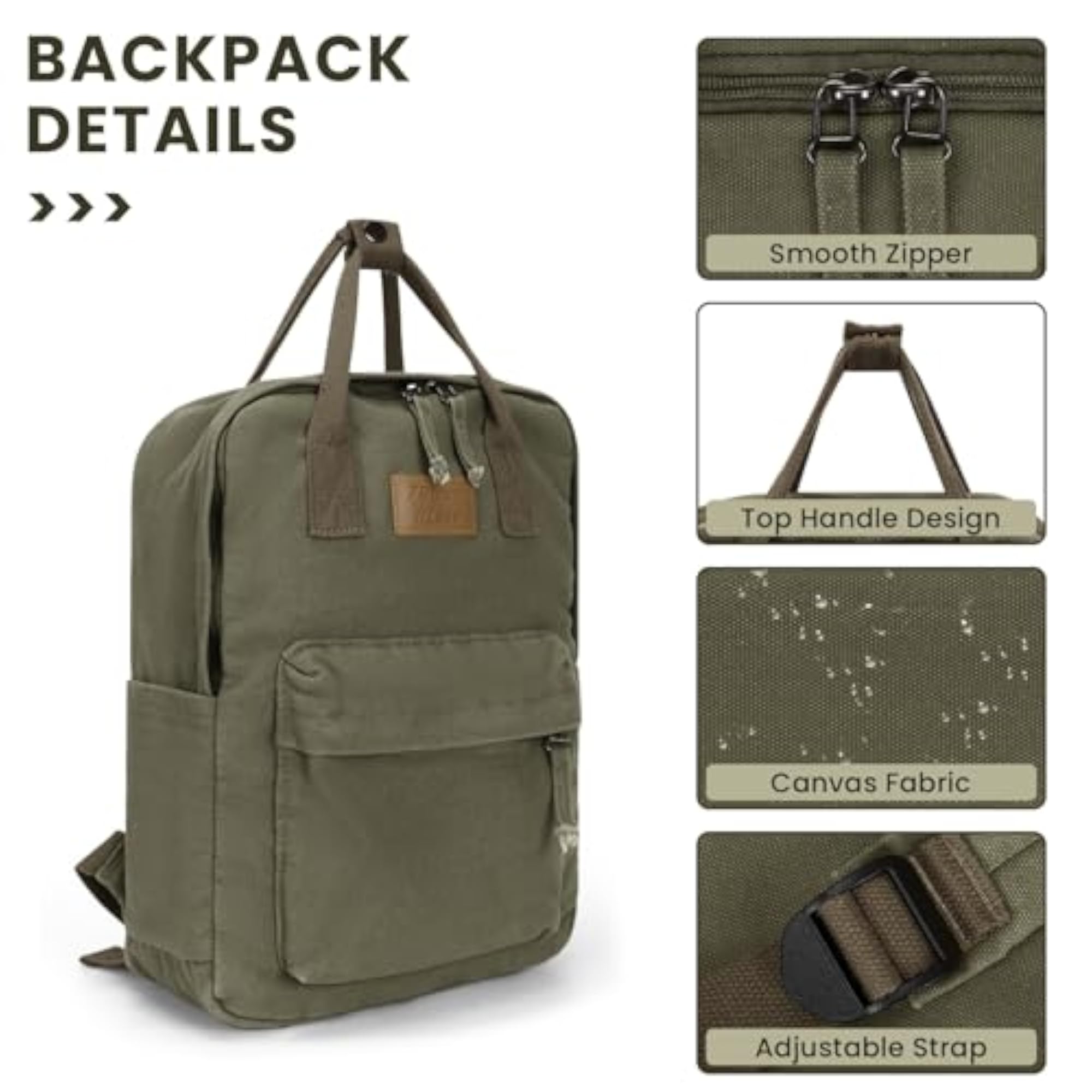 Vintage Canvas Backpack for Men and Women, Lightweight Travel Daypack