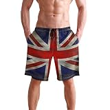 LORONA Herren Grunge Union Jack Großbritannien England Boardshorts Schnelltrocknende Badehose Strandbadebekleidung