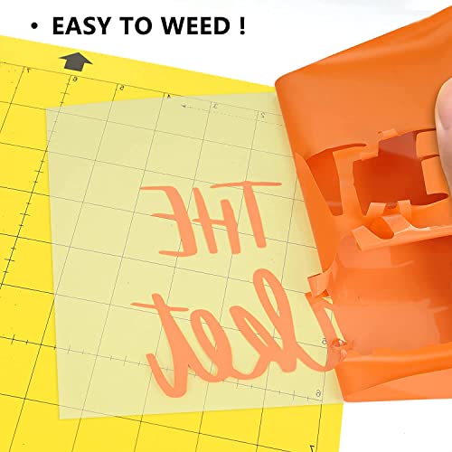 Image of HTV Iron on Vinyl 12Inch by 25ft Roll HTV Heat Transfer Vinyl for T-Shirt HTV Vinyl Rolls for All Cutter Machine - Easy to Cut & Weed for Heat Vinyl Design (Orange, 25ft)