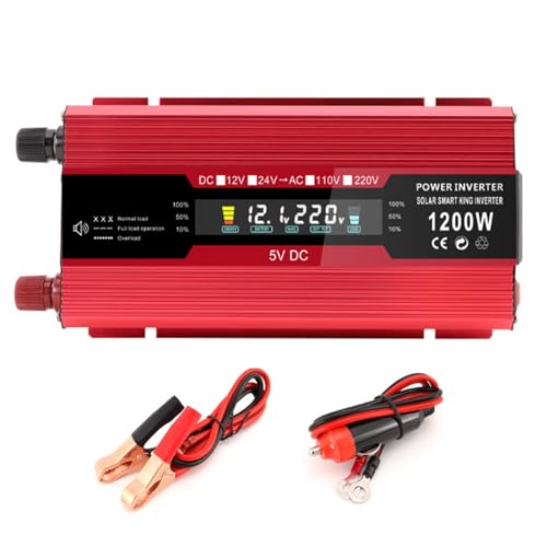 Convertisseur voiture 12V 1200W allume-cigare DC vers AC 220V avec écran LCD pour camping-car