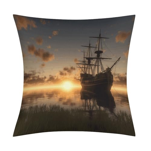 Fundas de almohada de atardecer en el lago para decorar el sofá de la sala 2