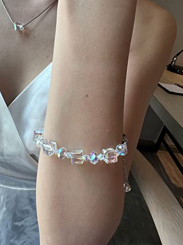 Txibikn 4 Pieces Fashion Colorful Starlight Crystal Rhinstone Pendant Necklace Earring Bracelet Jewelry Set for Women Lady Wedding Birthday Party - Thumbnail 4