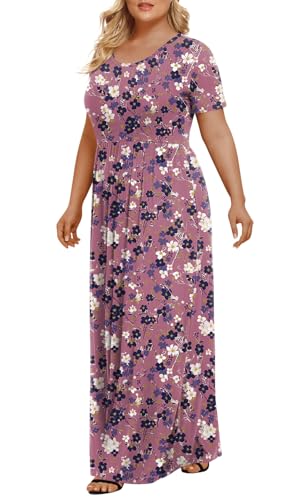 Image of LONGYUAN Women's Plus Size Maxi Dresses Summer Short Sleeve Casual Long Dress 2026 XL-6XL
