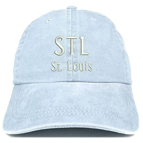 Trendy Apparel Shop STL St. Louis Embroidered Pigment Dyed Washed Baseball Cap - Light Blue