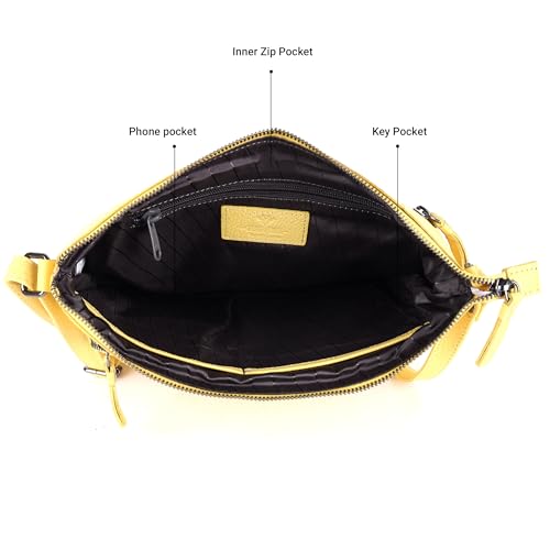 Image of LEDERBUCK Olga Women's Extra-Large Genuine Leather Crossbody Purse - Soft Triple-Zip Shoulder Bag