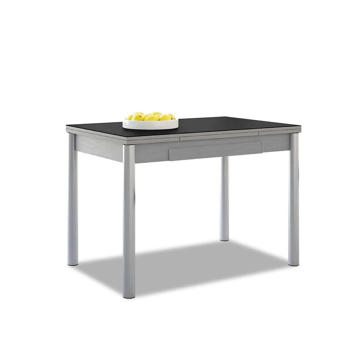 Astimesa - Mesa de Cocina Extensible - Estructura Aluminio - Color Negro - Ideal para Espacios Pequeños - Medidas: 90 x 50 cm - Extensible: 140 x 50 cm