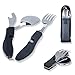 Lone Sheriff | Couverts Nomades Pliables Transportables Multifonction Noirs avec Étui pour Lunch Box au Bureau, Travail, Voyage, Pique-Nique, Camping | Kit Couvert Portable Pliant INOX | Idée Cadeau
