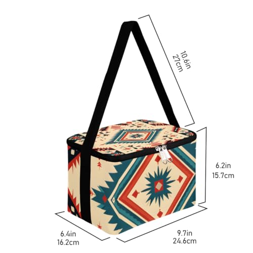 GzLeyigou Lunch Bags for Women Men 9 Cans,Colorful Ethnic Texture Hot & Cold Food Delivery Bag Insulated Grocery Bag Insulated Lunch Box Color Art Cooler Bag for Office Work Picnic Beach